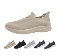 Slip On Sneaker Herren Schlupfschuhe Herren bequeme Herren Walking schuhe Leicht Sportschuhe Weich Hallschuhe Mens Trainers weiche Sohle Orthopädische Schuhe Sportlich Freizeitschuhe, beige, 43 EU