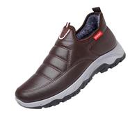 Slip on Sneaker Herren Winter gefüttert Schlupfschuhe Diabetiker Winterschuhe Ergonomischer Walkingschuhe Dicksohle Warme Schneeschuhe Stoßdämpfende Schmerzlindernder Orthopädische Schuhe, café, 42 EU