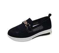 Slip on Sneakers - Zapatillas de caminar para mujer, zapatos informales, de malla, transpirables, ligeras, suelas suaves, zapatos deportivos de color sólido, con cremallera lateral, plataforma cómoda
