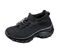 Slip On Sneakers - Zapatillas de correr para mujer, zapatillas de deporte, calcetines, zapatos de madre, zapatos grandes para mujer, con suela gruesa, tacón de cuña para mujer, Negro , 40.5 EU