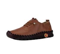 Slip On Sneakers - Zapatillas de piel para mujer, elegantes, para verano, para el tiempo libre, hechas a mano, suela plana, zapatos cómodos, antideslizantes, con cordones, zapatos de senderismo