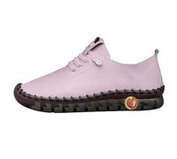 Slip On Sneakers - Zapatillas de piel para mujer, elegantes, para verano, para el tiempo libre, hechas a mano, suela plana, zapatos cómodos, antideslizantes, con cordones, zapatos de senderismo