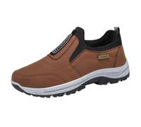 Slip On Sneakers - Zapatillas deportivas para hombre, antideslizantes, transpirables, sin cordones, ligeras, cómodas, para caminar, café, 42 EU