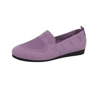 Slip On Sneakers - Zapatillas deportivas para mujer, zapatos casuales, tacones gruesos, botas cortas de piel, botas de tacón alto, botas de mujer, botas de moda con cremallera, zapatos ligeros, morado