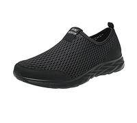 Slip on Sneakers - Zapatillas deportivas para mujer, zapatos de caminar, de malla, transpirables, ligeras, suaves, para correr, informales, Negro , 45 EU