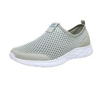 Slip on Sneakers - Zapatillas deportivas para mujer, zapatos de caminar, de malla, transpirables, ligeras, suaves, para correr, informales, gris, 44 EU