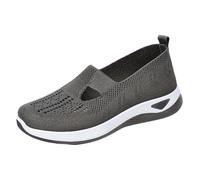 Slip On Sneakers Zapatos ortopédicos para mujer, sin cordones, mocasines de malla, mocasines planos, ligeros, zapatos de verano, transpirables, cómodos, deportivos, elegantes, Gris1., 42 EU