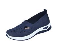 Slip On Sneakers Zapatos ortopédicos para mujer, sin cordones, mocasines de malla, mocasines planos, ligeros, zapatos de verano, transpirables, cómodos, deportivos, elegantes, azul, 39 EU