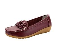 Slip On Women Comfort Walking Flat Loafers Casual Mocasines Driving Mocasines Zapatos de senderismo para mujer, Vino, 37 EU