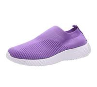 Slip On - Zapatillas deportivas anchas para mujer, de malla, transpirables, planas, informales, cómodas, informales, cómodas, para entrenamiento en interiores, morado, 43 EU
