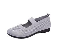 Slip On - Zapatillas ortopédicas para mujer, ligeras, transpirables, informales, cómodas, anchas, para senderismo, para exteriores, planas, informales, mocasines antideslizantes, gris, 39 EU