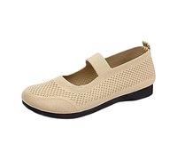 Slip On - Zapatillas ortopédicas para mujer, ligeras, transpirables, informales, cómodas, anchas, para senderismo, para exteriores, planas, informales, mocasines antideslizantes, café, 36 EU