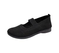 Slip On - Zapatillas ortopédicas para mujer, ligeras, transpirables, informales, cómodas, anchas, para senderismo, para exteriores, planas, informales, mocasines antideslizantes, Negro , 38 EU