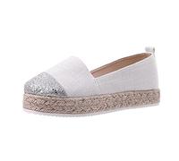 Slip On Zapatos de mujer Low-Top sin cordones Alpargatas Confort Planos Zapatos de Lino Punta Redonda Zapatos Casuales Mocasines Antideslizantes Mocasines Mocasines Casuales Zapatos Mocasines