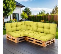 SLIPIO Cojín para palés, cojín para paleta europea, relleno FÜLLPRO+, acolchado resistente al clima (Set de 6 piezas - 2X cojín de espalda 120x40cm + 2X cojín de asiento 120x80cm + 60x40 & 50x50