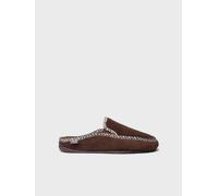 Slipper abierta en suave pelo sintético con ribete decorativo para mujer | NATAN-VR 40 MARRON