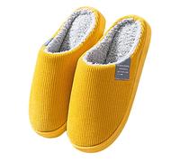 Slipper Mujer Invierno para Mujer Chic Zapatillas Dobladas para el Hogar Casual Antideslizante Zapatillas de Espuma de Memoria Interiores de Felpa, Forma Cálida Cómodas, Slippers Ligero, amarillo, 38