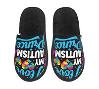 Slippers Amo Mi Autismo Suaves Hogar Pantuflas Reutilizable Plush Shoes Para Hogar Spa Hombre M