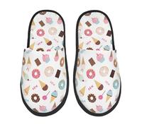 Slippers Dona De Dibujos Animados Con Helado Y Caramelo Peluche Confort Felpa Pantuflas Portátil Plush Shoes Para Unisex Otoño Invierno L