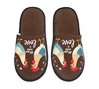 Slippers Gallo Y Pollo Cómodo Felpa Pantuflas Portátil Zapatillas De Hotel Para Interior Hogar Otoño M