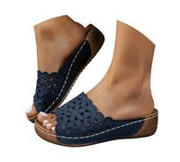 Slippers Mujer Cómodas Sandalias Mujer Plataforma Verano Elegante Sandalias Huecas Verano Sandalias de Cuña Transpirables Sandalias de Cuña con Flores Sandalias de Playa Para Vacaciones Chanclas