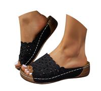 Slippers Mujer Cómodas Sandalias Mujer Plataforma Verano Elegante Sandalias Huecas Verano Sandalias de Cuña Transpirables Sandalias de Cuña con Flores Sandalias de Playa Para Vacaciones Chanclas