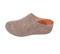 Slippers Mujer Elegante Encaje Cerrado Frente Antideslizante Casual Zapatos con Arco Soporte Transpirable Sandalias Flores Cómodas Zapatillas con Suela Suave Slip On Pantuflas, caqui, 43 EU