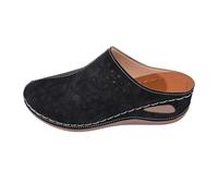 Slippers Mujer Elegante Encaje Cerrado Frente Antideslizante Casual Zapatos con Arco Soporte Transpirable Sandalias Flores Cómodas Zapatillas con Suela Suave Slip On Pantuflas, Negro , 44 EU