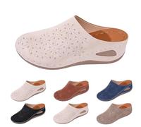 Slippers Mujer Elegante Encaje Cerrado Frente Antideslizante Casual Zapatos con Arco Soporte Transpirable Sandalias Flores Cómodas Zapatillas con Suela Suave Slip On Pantuflas, beige, 43 EU