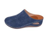 Slippers Mujer Elegante Encaje Cerrado Frente Antideslizante Casual Zapatos con Arco Soporte Transpirable Sandalias Flores Cómodas Zapatillas con Suela Suave Slip On Pantuflas, azul, 44 EU