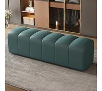 Slish - Banco tapizado de cuero para dormitorios pequeños, taburete de entrada y otomana para zapatos, asiento simple para sala de estar (120 x 40 x 42 cm, verde)