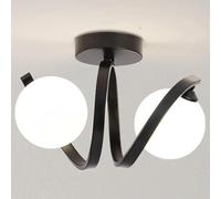 Slish - Lámpara de techo moderna con forma de globo blanco - 2 luces semi F para pasillo, entrada, cocina, diseño de metal en espiral con bombillas G9