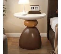 Slish - Mesa auxiliar de resina con espaciosa mesa redonda, moderna mesita de noche para sala de estar y dormitorio (marrón Lar)