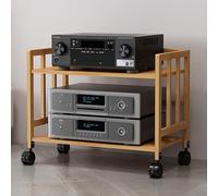 Slish Natural - Soporte de TV esquinero en h - Consola Multima con amplios estantes para juegos Ma Sto y estante o-Visual - Centro de entretenimiento ideal para reproductores de discos y cine en casa