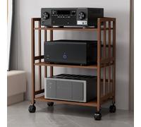 Slish - Soporte de TV esquinero marrón y consola Multima, unidad de entretenimiento con estantes para juegos, estante moderno para reproductores de discos y Ma Sto Soluts