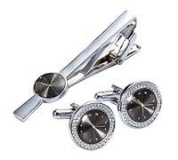 Sliver Wtach Cufflinks Necktie Clip for Tie Pin for Mens Gift Classic Pattern Tie Bar Cufflinks Tie Clip Set