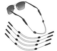 SLIVERBA 4 Piezas Ajustables para Gafas Deportivas, Cordón Antideslizante para Gafas Con Hebilla para Leer Correr Acampar Ir de Excursión Hacer Deportes, para Mujeres, Hombres y Niños (Negro)
