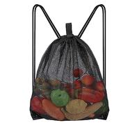 Sliverdew Bolsa de playa grande de malla con cordón, bolsa de malla con cordón, bolsa de pelota, gimnasio, playa, Negro , 45 × 40cm