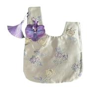 SLJYM - Bolsa de almacenamiento para objetos pequeños, diseño de nudo de borlas, bolsa de almacenamiento con colgante de flores, bolsa de cosméticos y almuerzo, Purple