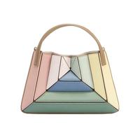 SLJYM Bolso Bandolera para Mujer, de PU, con asa Superior en Contraste y Empalme