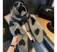 SLJYM Bufanda de Cachemira de Doble Cara para Mujer, Bufanda de Invierno con Cuadros de corazón de Amor para Mujer, Bufanda de Punto Gruesa y cálida, Estola Tipo Hijab