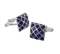 SLJYM - Gemelos clásicos para camisa francesa para hombre, varios colores, patrón cruzado, azul, puños, botones, traje de boda, joyería, regalos, talla única, Plata, Perla
