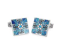 SLJYM - Gemelos clásicos para camisa francesa para hombre, varios colores, patrón cruzado, azul, puños, botones, traje de boda, joyería, regalos, talla única, Plata, Perla