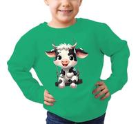 SLJYM - Sudadera con capucha para niños con estampado de vaca de las tierras altas, manga larga, cuello redondo, linda sudadera para niño y niña, verde, 6 años