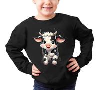 SLJYM - Sudadera con capucha para niños con estampado de vaca de las tierras altas, manga larga, cuello redondo, linda sudadera para niño y niña, Negro, 8 años