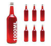 slkfactory 6 Botellas de Cristal vacías de 1 litro para Zumo de 1000 ml