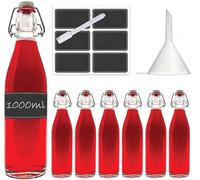 slkfactory 6 x 1 Litro Columpio Botella vacías de 1000 ml de Vidrio con tapón de Swing