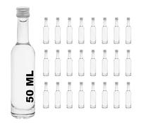 slkfactory Casavetro - 24 botellas pequeñas de 50 ml para licor de cristal de primera clase, miniatura nº 40 ml