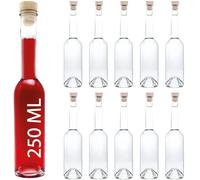 slkfactory OPI HGK 10 Botellas vacías de vidrio 250 ml Botellas pequeñas con tapón de corcho 0,25 l Botellas de licor Botellas de vinagre Botellas de aceite (10 x 250 ml)