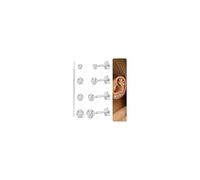 SLLAISS 4 Pares Pendientes Piercing Oreja Titanio Grado Implante Hipoalergénico 20G Piercing Helix Tragus Labret Conch Cartílago Medusa sin Niquel con Circonita Brillante 6/8mm de Presión
